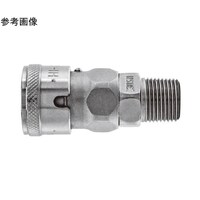 日東工器 ハイカプラBLストッパー付き(ソケット)鋼鉄(クロムめっき)NBR Rc1/2メネジ取付用 1セット(5個入) 40SMBL STEEL NBR 1セット