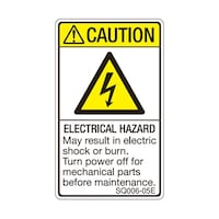 セフティデンキ ISO規格準拠ラベル ELECTRICAL HAZARD 1袋(5枚付) SQ00605E 1袋