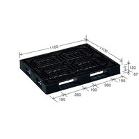 岐阜プラスチック工業 リスパレット JLタイプ タイプ:片面使用型(Dデッキボードタイプ)(裏・穴)外寸(mm):1100×1100×120 JLD4・1111E(3)BK 1個