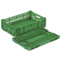 岐阜プラスチック工業 折りたたみコンテナー グリーン 外寸(mm):600×395×160 内寸(mm):570×368×150 RSBM29 1個