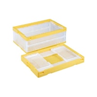 岐阜プラスチック工業 折りたたみコンテナーCBS56NR 黄/透明 CBS56NRYT 1個