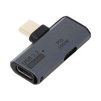 ainex USBアダプタ Cオス Cメス 横L型 10Gbps PD100Wポート付 ADV132 1個
