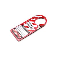 セーフラン安全用品 吊りタグ兼用ハスプ 73×178mm 赤 英語版 J2672