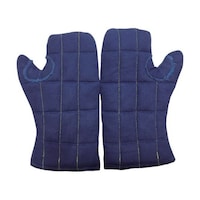 アズワン キャンバス生地ミトン 中綿入りケブラー糸使用 ネイビー CVMNV