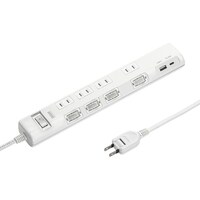 サンワサプライ 節電タップ ホワイト 4個口 1m TAPB107UC1W