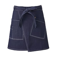 KAZEN ショートエプロン インディゴブルー フリー APK78098