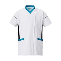 KAZEN スクラブジャケット半袖男女兼 ターコイズ M 03427