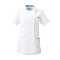 KAZEN レディスジャケット半袖 ホワイト×ライトパープル 4L KZN70017 4L