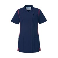 KAZEN レディススクラブ(前開き)ネイビー×ワイン 5L 97248