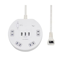 朝日電器 耐雷丸形 4P 2m USBタップ WLSLS402RUSB(W)