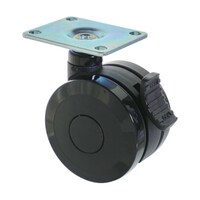 アズワン プレート式双輪キャスター エラストマ車輪 自在ストッパー付 Φ75 ブラック TPWES75BK