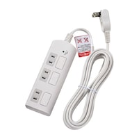 朝日電器 耐雷フラットスイッチ付タップ3P 3m WBSLS303F(W)