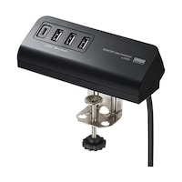 サンワサプライ クランプ式USB充電器 TypeC1ポート+USB3ポート ブラック ACAIP51BK