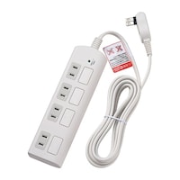 朝日電器 耐雷フラットスイッチ付タップ4P 2m WBSLS402F(W)