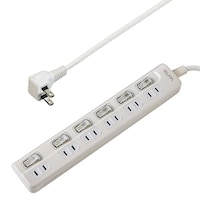 朝日電器 LEDランプ スイッチ付タップ6P1m上 WLSLU61EB(W)