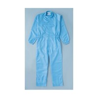 アズワン 制電糸グリッド仕様フード無つなぎ服 ブルー L TCOGBL