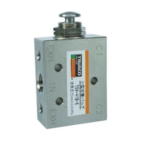 アズワン 4方向小型切替バルブ 5ポート 1/8 ボタンタイプ TSV41B6