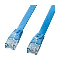 サンワサプライ UTPエンハンスドカテゴリ5より線 フラットケーブル ライトブルー 7m LAFL507LBK