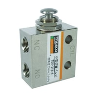 アズワン 3方向小型切替バルブ 3ポート 1/8 ボタンタイプ TSV31B6