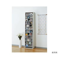 オークス CDストッカー 48.5×26.5×197.5cm ホワイト