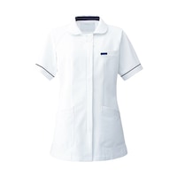 フォーク チュニック ホワイト×ネイビー M