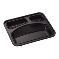 ダイワ 3ツ仕切り副食容器 本体 蓋セット クロ