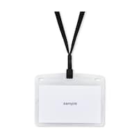 オープン工業 吊り下げ名札 フック式 名刺サイズ チャック式 黒 1袋(10枚入)