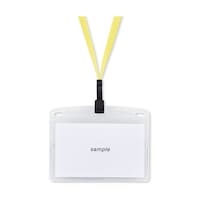 オープン工業 吊り下げ名札 フック式 名刺サイズ チャック式 レモンイエロー 1袋(10枚入)