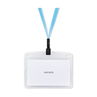 オープン工業 吊り下げ名札 フック式 名刺サイズ チャック式 ミントブルー 1袋(10枚入)