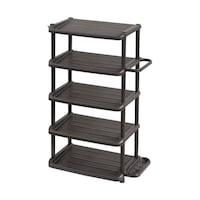 シューズラック 5段ワイドサイズ 傘立て付き ブラウン