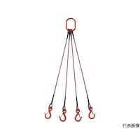 アズワン 4本吊玉掛ワイヤーロープスリング(カラー被覆付)アルミロックタイプ 赤透明1.5M 収縮カバー付