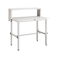 アズワン AEM型高さ調節作業台 1200X750XH950ー1250(全高) 上棚付 ホワイト色