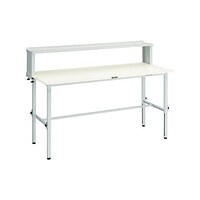 アズワン AEM型高さ調節作業台 1500X750XH950ー1250(全高) 上棚付 ホワイト色