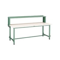 アズワン AEM型高さ調節作業台 1800X600XHH950ー1250(全高) 上棚付 グリーン色