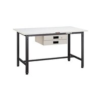 アズワン AE型作業台 1500X750XH740 薄型2段引出付 DG色