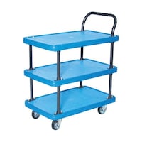 アズワン MKP樹脂製台車 3段式 716X436 ブルー