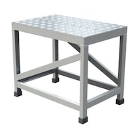 アズワン アルミ製溶接一体構造型作業台 縞板タイプ 一段(完成品) W600×D400×H500