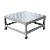 アズワン アルミ製溶接一体構造型作業台 縞板タイプ 一段(完成品) W600×D600×H300