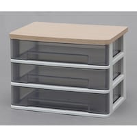 アイリスオーヤマ ウッドトップデスクチェスト(ワイドタイプ) フレンチオーク 366×263×269mm