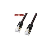 サンワサプライ サンワサプライ つめ折れ防止カテゴリ7細径メッシュLANケーブル 0.5m ブラック&レッド