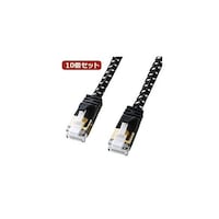 サンワサプライ サンワサプライ つめ折れ防止カテゴリ7細径メッシュLANケーブル 0.5m ブラック&ホワイト