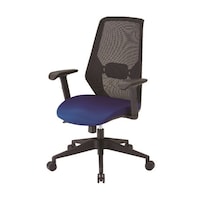 アズワン メッシュハイバックチェア”VIENTO” 肘付 ブルー