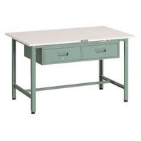 アズワン 軽荷重作業台(300kg)AE型 1200X750XH740 2列引出付 グリーン色