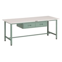 アズワン 軽荷重作業台(300kg)AE型 1800X750XH740 2列引出付 グリーン色