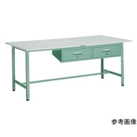 アズワン 軽荷重作業台(300kg)AE型 1800X900XH740 2列引出付 グリーン色