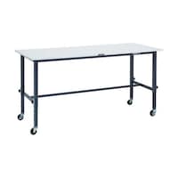 アズワン 軽荷重作業台高さ調節式(80kg)AEM型 1800X750XH7181018 φ75キャスター付 ダークグレー色