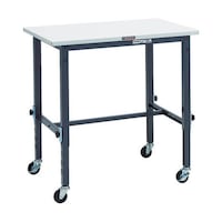 アズワン 軽荷重作業台高さ調節式(80kg)AEM型 900X600H7191019 φ75キャスター付 ダークグレー色
