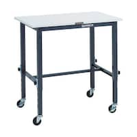 アズワン 軽荷重作業台高さ調節式(80kg)AEM型 900X600XH7181018 φ75キャスター付 ダークグレー色