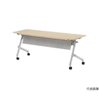 アズワン 折りたたみ会議テーブル パネル付 1800X450 天板ダークウッド