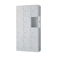 アズワン 多人数用ロッカー12人用 オフホワイト 900X380XH1790 ダイヤル錠式